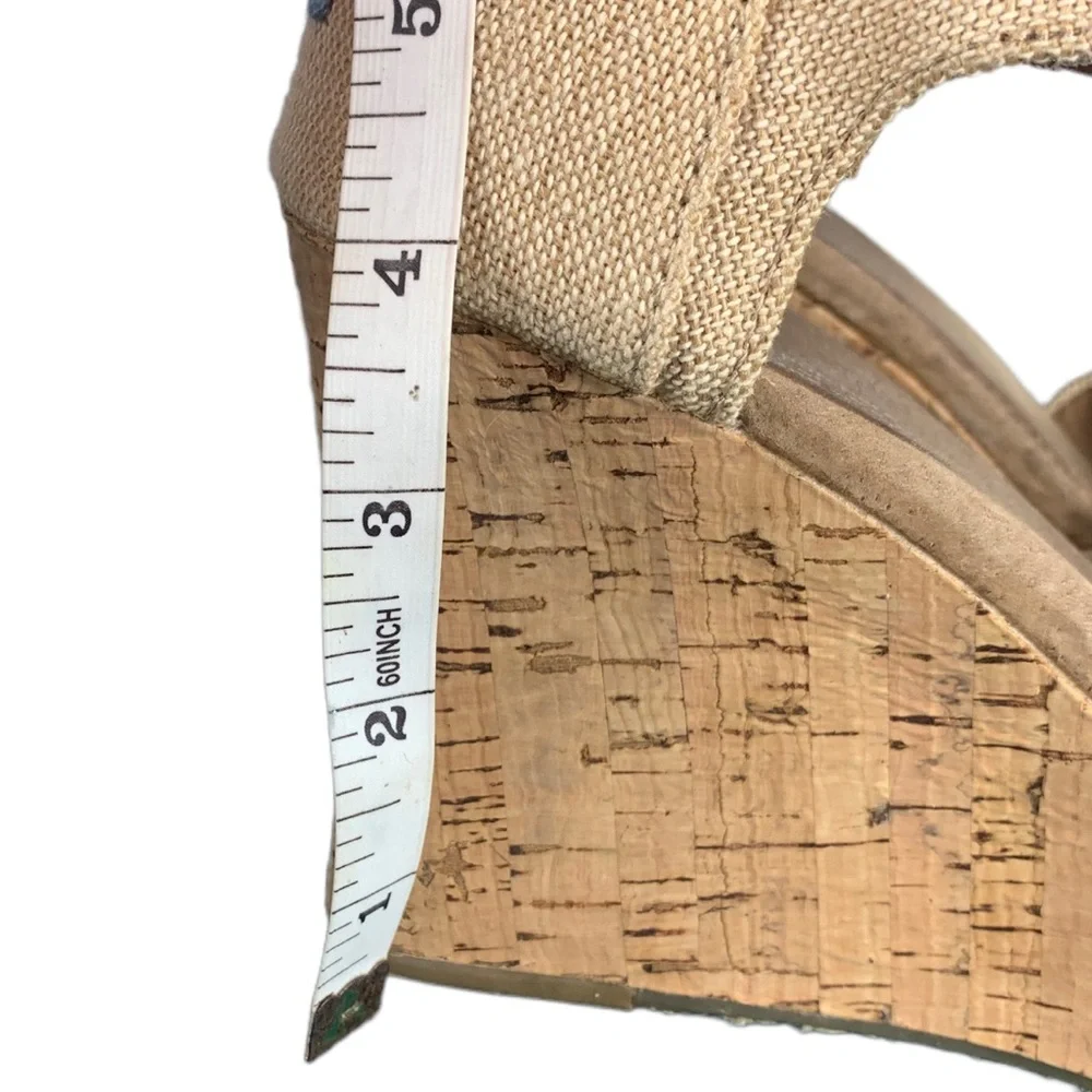 TOMS. Sienna Burlap Cork Wedge Platform Sandals - Size 9